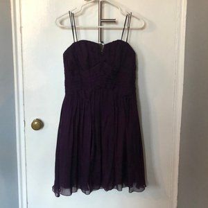 Purple Silk Strapless Mini Dress